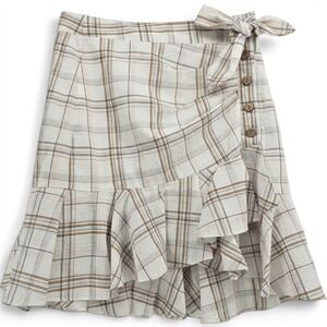 Veronica Beard Jeans Skirt Womens XS Ruffle Faux Wrap Plaid Multi EUC